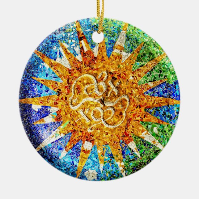 Cerâmica Ornamento dos mosaicos de Guell do parque (Frente)