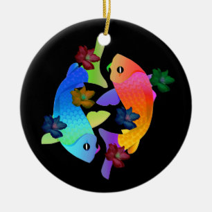 Cerâmica Ornamento dos peixes de Koi