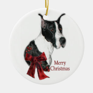 Cerâmica Ornamento dos presentes do Natal de great dane do