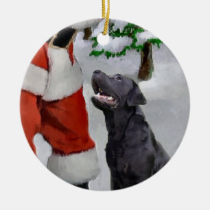 Cerâmica Ornamento dos presentes do Natal de labrador