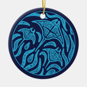 Cerâmica Ornamento dos raios de Manta da família do oceano