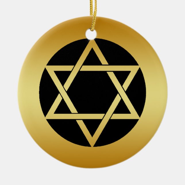 CERÂMICA ORNAMENTO DOURADO DA ESTRELA DE DAVID (Frente)