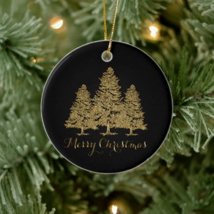 Cerâmica Ornamento Dourado das Árvores de Natal