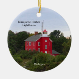 Cerâmica Ornamento em círculo do farol de Marquette Harbor