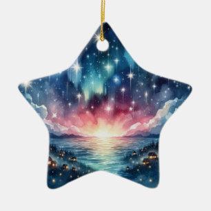 Cerâmica Ornamento em forma de estrela de Natal, noite estr