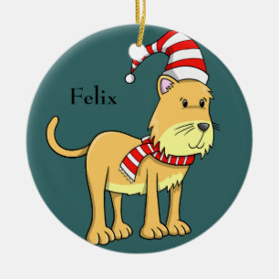 Cerâmica Ornamento "Felix" do Gatinho de Natal