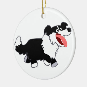 Cerâmica Ornamento feliz bonito de border collie dos