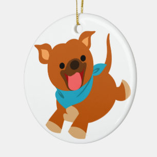 Cerâmica Ornamento feliz bonito de Staffie dos desenhos