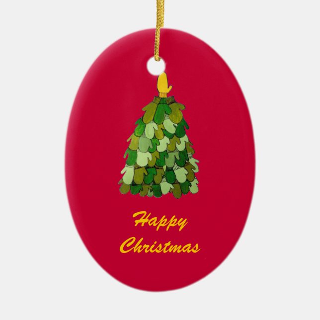 Cerâmica Ornamento Feliz da Árvore de Natal (Frente)