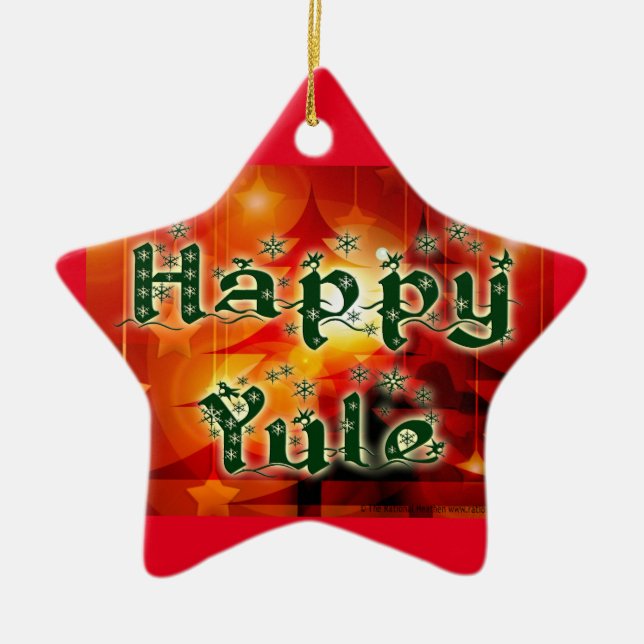 Cerâmica Ornamento feliz da árvore de Yule (Frente)
