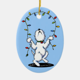 Cerâmica Ornamento Feliz de Cão Westie de Natal