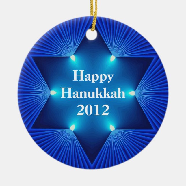Cerâmica Ornamento Feliz de Hanukkah 2012 (Frente)