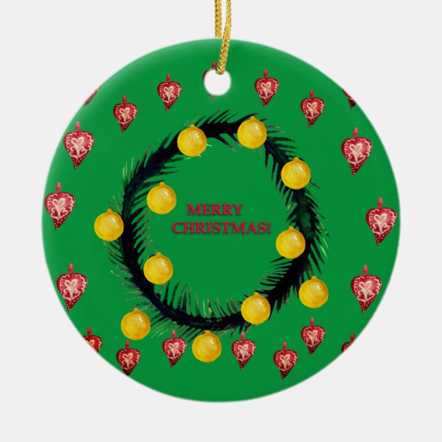 Cerâmica Ornamento Feliz de Natal (Frente)