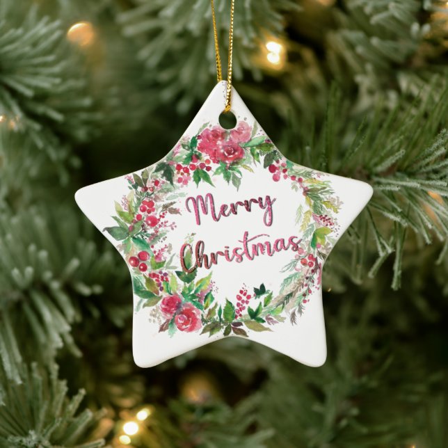 Cerâmica Ornamento Feliz de Natal (Árvore)