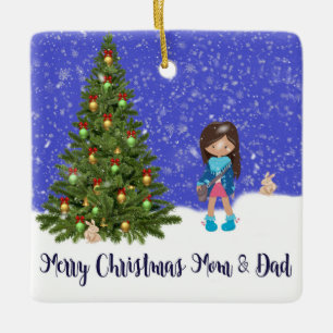 Cerâmica Ornamento Feliz de Natal da Filha aos Pais