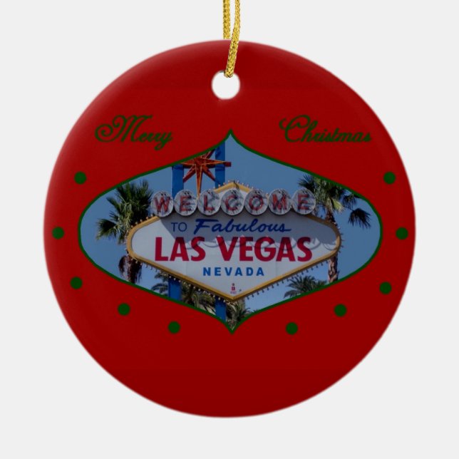 Cerâmica Ornamento Feliz de Natal Las Vegas (Frente)