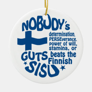 Cerâmica Ornamento finlandês de SISU, frente e verso