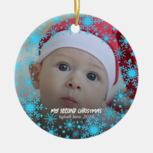 Cerâmica Ornamento Floco de Neve Vermelho de Natal segundo
