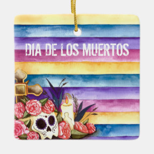 Cerâmica Ornamento floral de Crânio Diâmetro de los Muert
