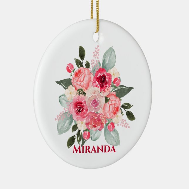 Cerâmica Ornamento Floral de Rosa de Aquarela (Direito )