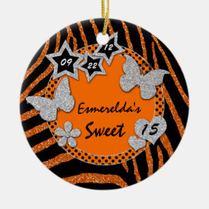 Cerâmica Ornamento Fotográfico 15 de Zebra Negra Laranja Ze