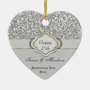 Cerâmica ORNAMENTO GIFT 25 ANIVERSÁRIO de prata