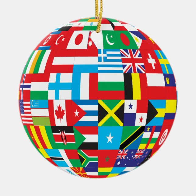 Cerâmica ornamento global de bandeiras (Frente)