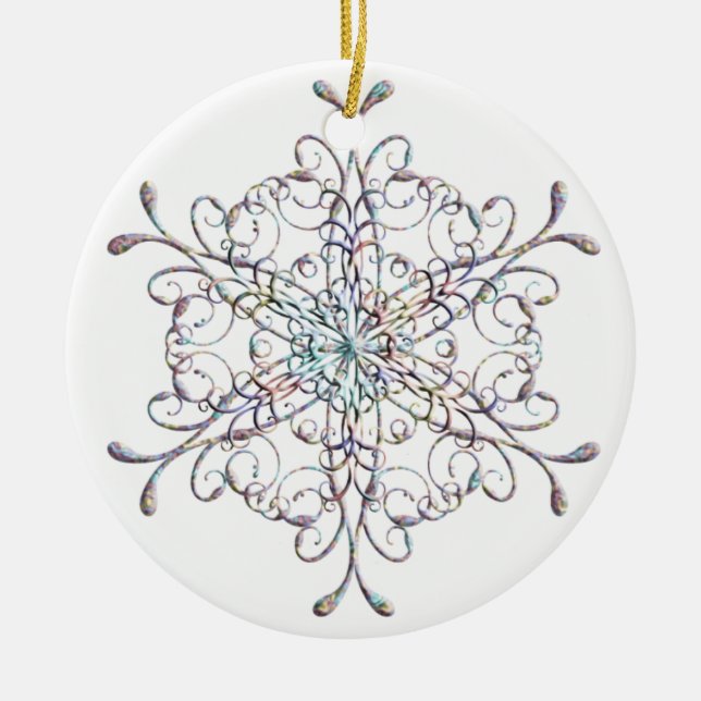 Cerâmica Ornamento Iridescente Floco de Neve (Frente)