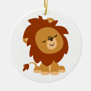 Cerâmica Ornamento Leão de Cartoon Pacífico e Bonito