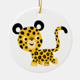 Cerâmica Ornamento Leopardo Sorridente de Cartoon Bonito