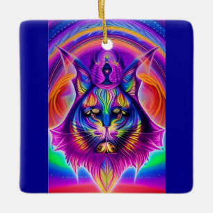 Cerâmica ornamento místico de gatos
