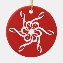 Cerâmica Ornamento Musical de Clef Snowflake de Red Treble