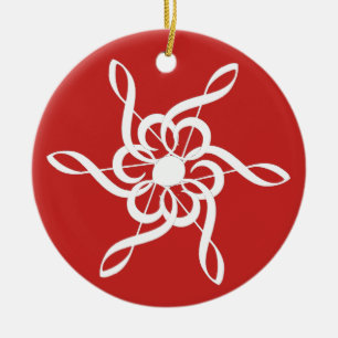 Cerâmica Ornamento Musical de Clef Snowflake de Red Treble