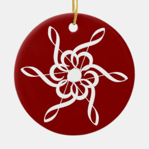 Cerâmica Ornamento Musical de Clef Snowflake de Red Treble