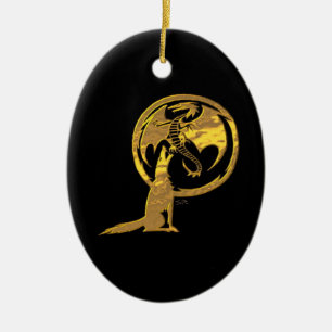 Cerâmica Ornamento negro de ouro Wolf & Dragon