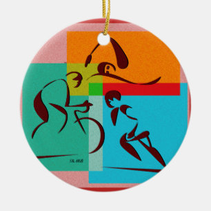 Cerâmica Ornamento novo das cores de Triathlete