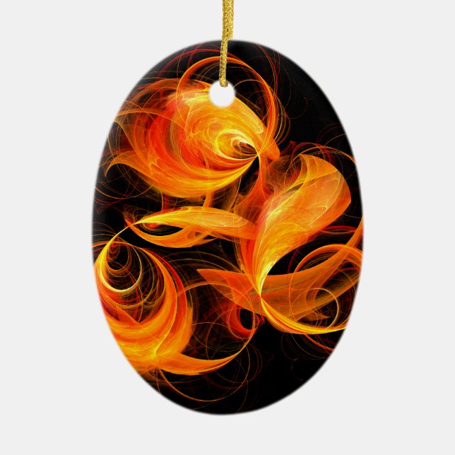 Cerâmica Ornamento Oval de Abstrato de Fireball (Frente)