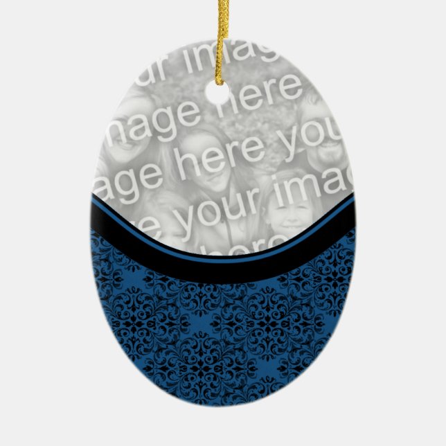 Cerâmica Ornamento Oval de Damasco Feriado sofisticado (Frente)