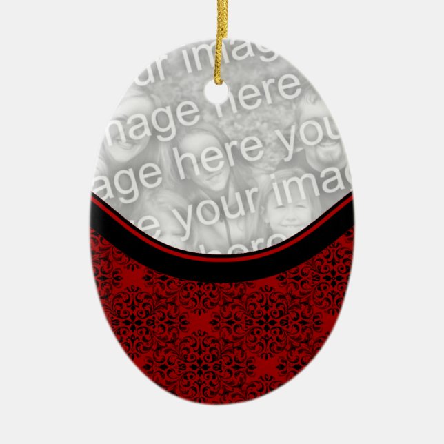 Cerâmica Ornamento Oval de Damasco Feriado sofisticado (Frente)