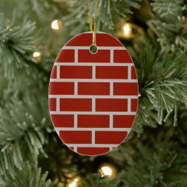 Cerâmica Ornamento Oval De Tijolos (Vermelho Brick & Cinza)