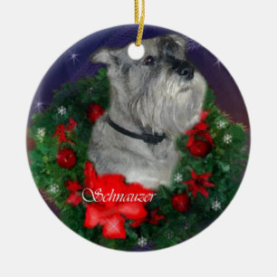 Cerâmica Ornamento Padrão de Presentes de Natal Schnauzer