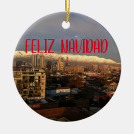 Cerâmica Ornamento Panorâmico de Santiago do Chile