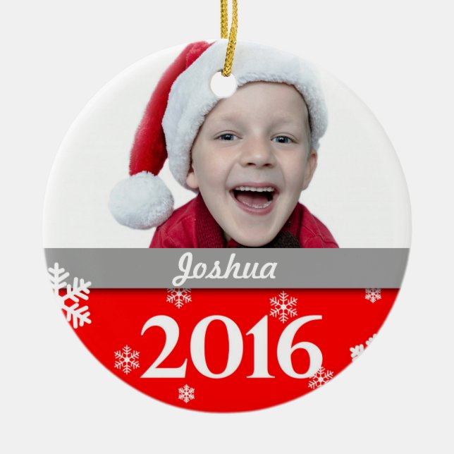 Cerâmica Ornamento personalizado 2016 da árvore de Natal da (Frente)