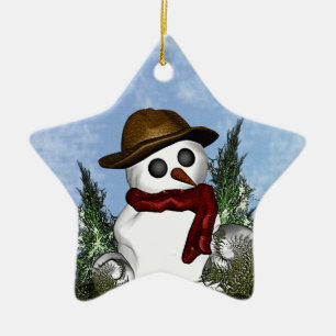 Cerâmica Ornamento personalizado boneco de neve da estrela