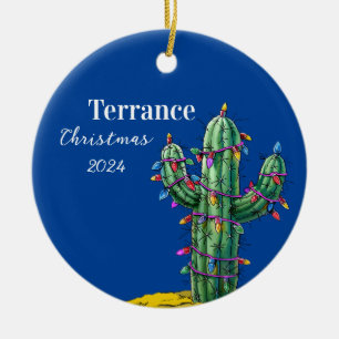 Cerâmica Ornamento Personalizado da Árvore de Natal Cactus