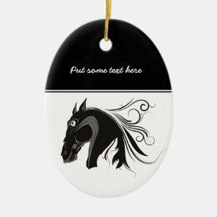 Cerâmica Ornamento personalizado da cabeça de cavalo preto 