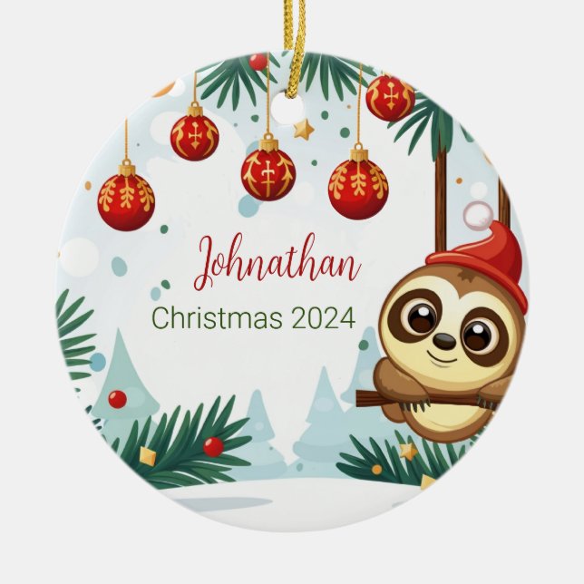 Cerâmica Ornamento Personalizado da Lama de Natal (Frente)
