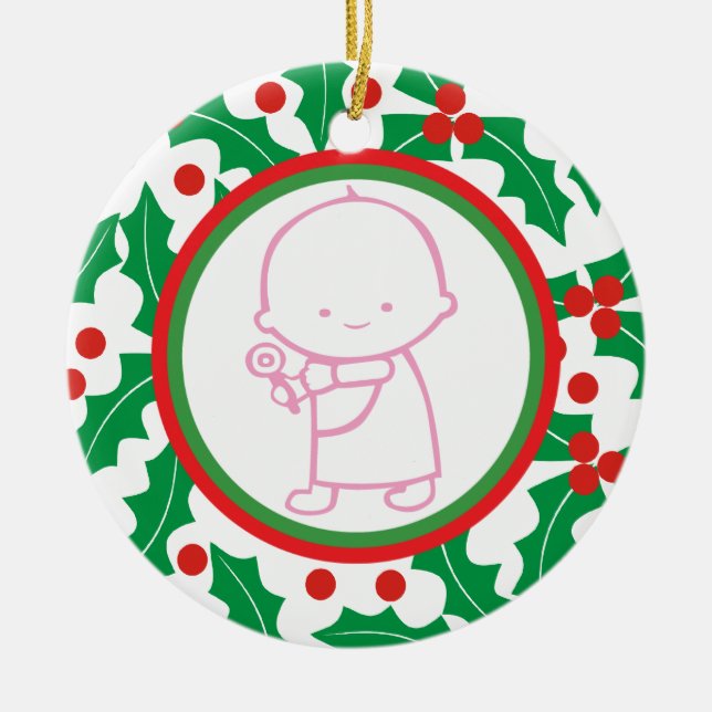 Cerâmica Ornamento Personalizado de 1rua de Natal do Santo  (Frente)