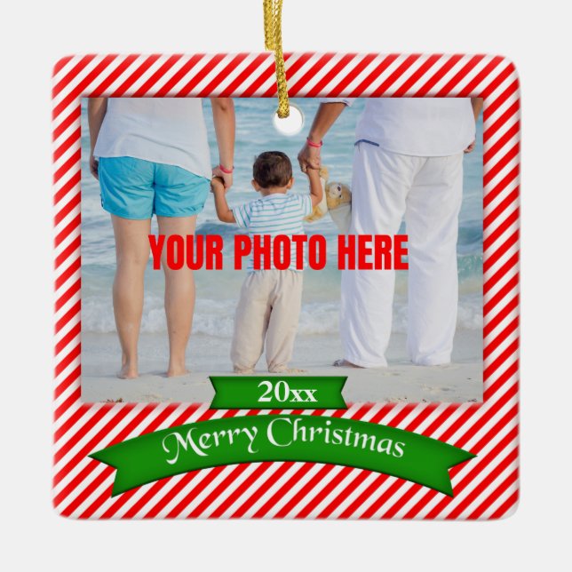 Cerâmica Ornamento Personalizado de Árvore de Fotos de Nata (Frente)