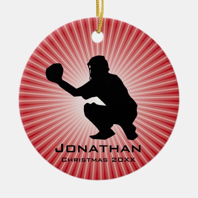 Cerâmica Ornamento Personalizado de Baseball (Catcher) (Frente)